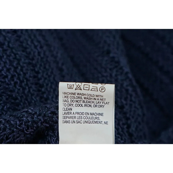 Lucky Brand Women Knit Top Small Blue White Long Sleeve Lightweight Round Neck - Picture 8 of 8